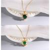 Vintage Green Purple Red Crystal Pendant Necklace Stainless Steel Geometric Choker Jewelry Party Gifts For Women Girls