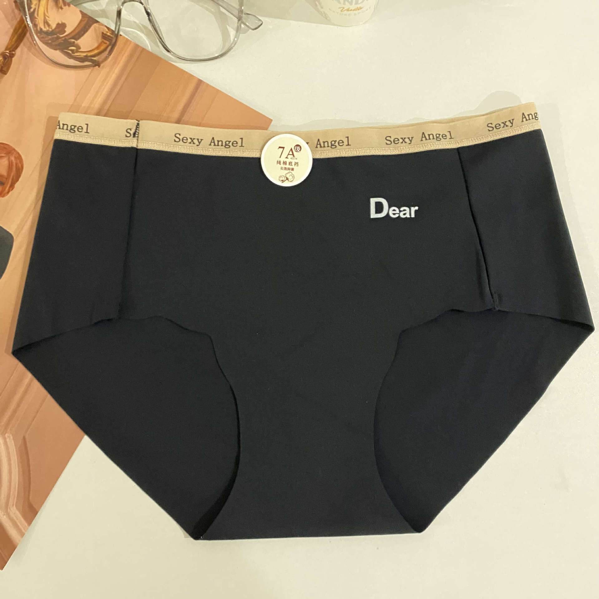 

Ladies Summer Extremely Simple Pure Color Nude Feeling Without Trace Cold Sports Fitness Waist Triangle Briefs M чёрный