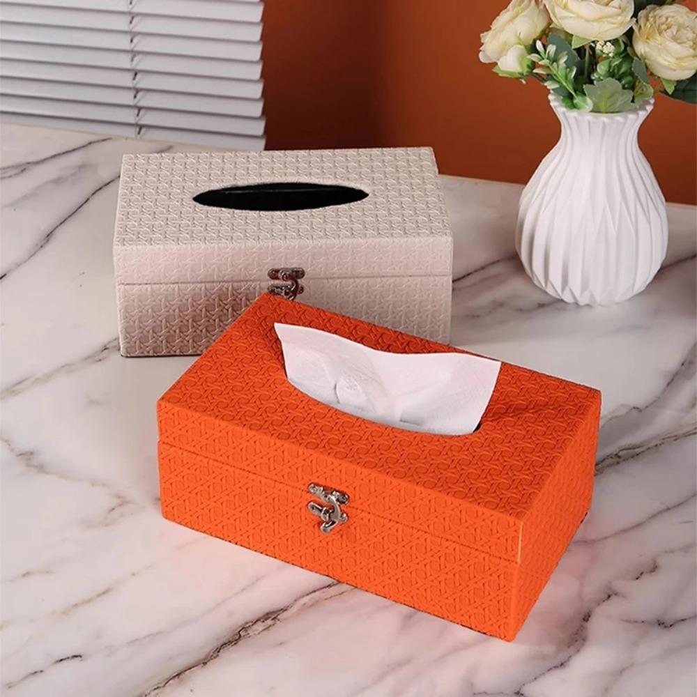 Retro Woven Texture Leather Tissue Boxluxuryhigh-end Home Living Room Office ItemWooden Paper Boxel Commercial Tissue Box