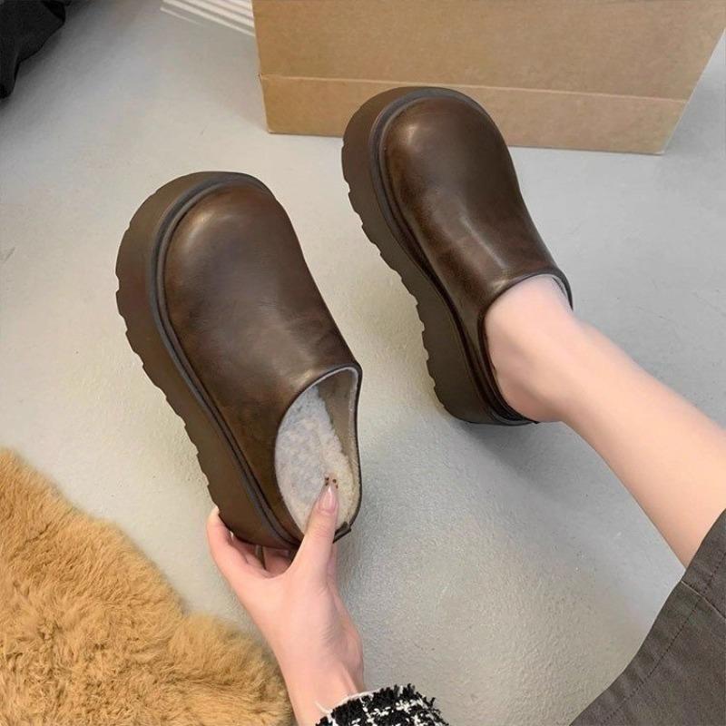Heel-up Half-boots for Women, New Style, Suitable for Autumn and Winter, Plush Interior, Boot-style Shoes