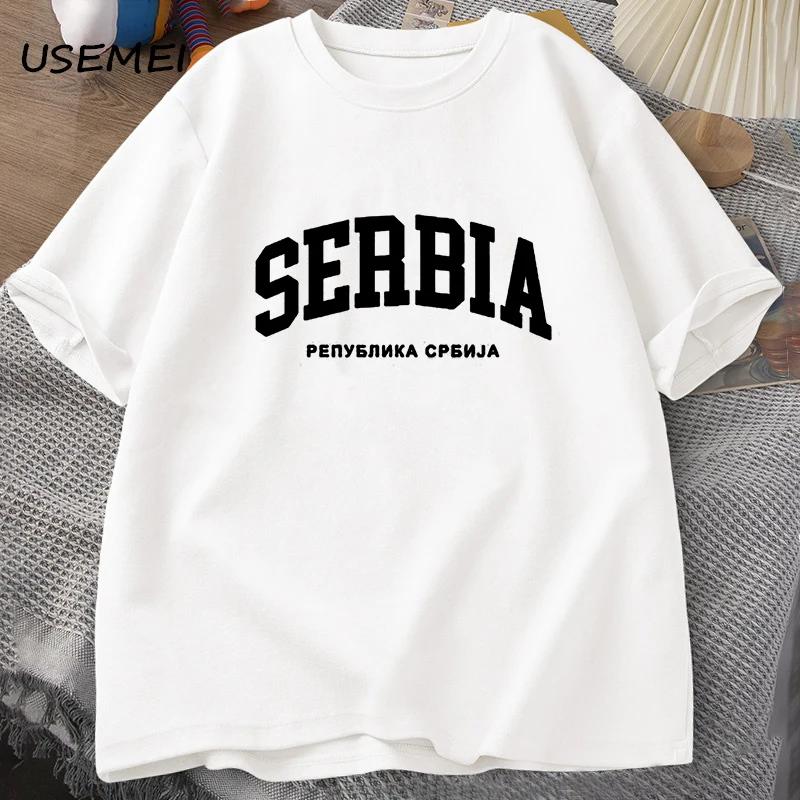 Republik Serbien T-Shirt Herren Sommer Baumwolle Kurzarm SERBIEN T-Shirt Harajuku Unisex T-Shirt Herrenbekleidung Bedrucktes T-Shirt Tops