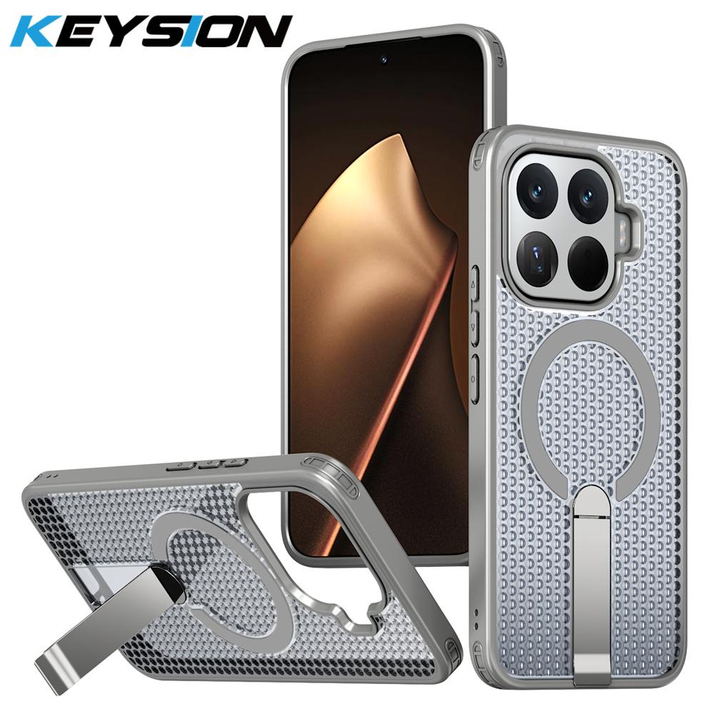 KEYSION Hollow Heat Dissipation Magnetic Case for Xiaomi 17T Pro 5G Cooling Hide Stand Shockproof Phone Cover for Xiaomi 17T 5G
