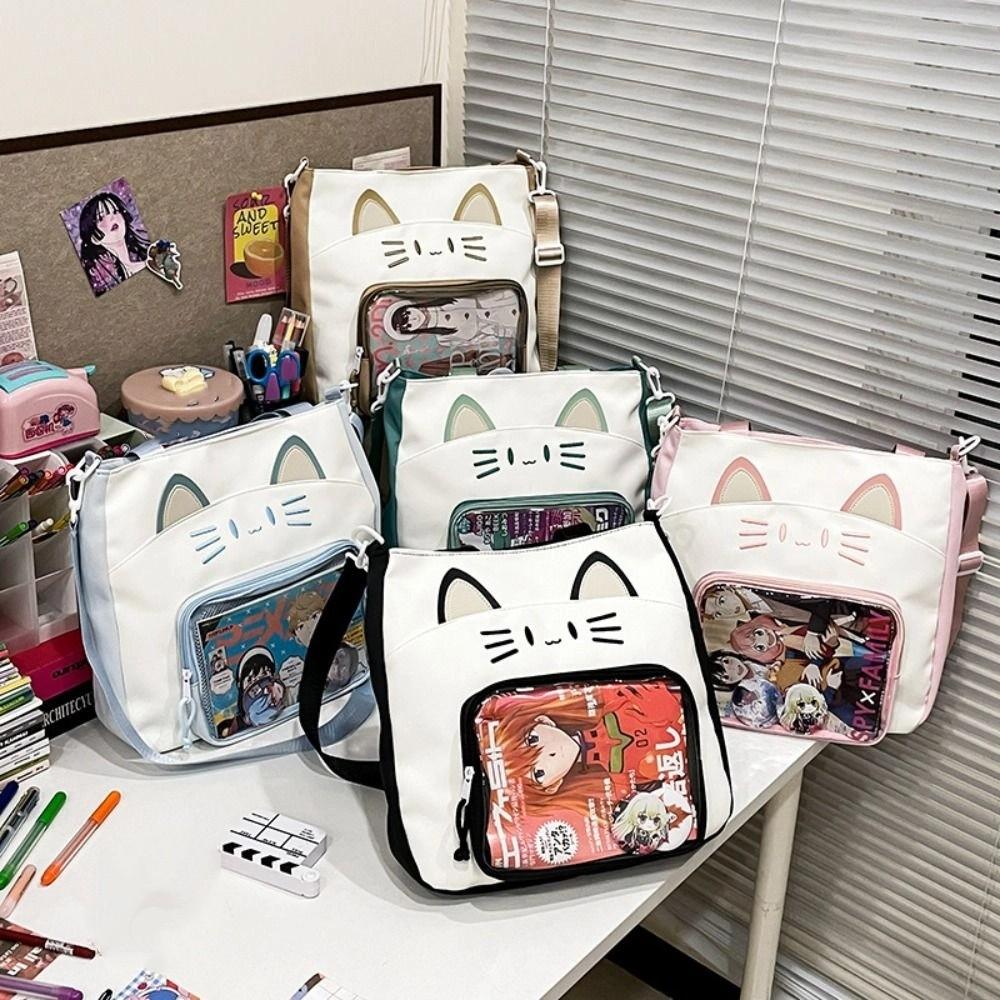 Nylon Transparent Pocket Idol Merchandise Storage Fashion Backpacks Kawaii Cat Itabag  Outdoor