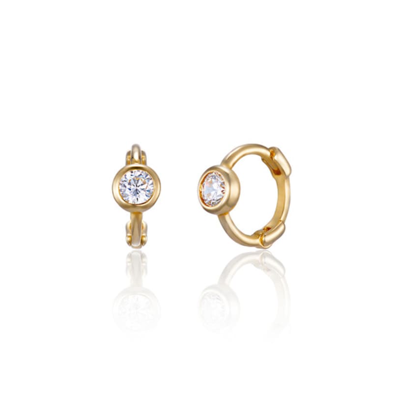 LUNNE 14k Mini Bezel Setting One-Touch Earrings (14k Gold) #LFE16