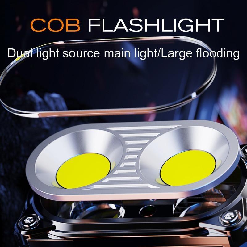 Ultra Portable COB Work Light Magnetic Attachment Dual Head Flexible Lamp USB-C Charging 8 Modes Waterproof Outdoor