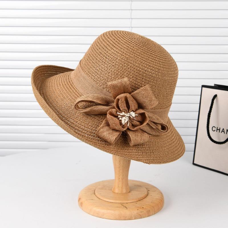 Hat Female Summer Sunscreen Straw Hat Three-dimensional Flower Pot Hat Showing Face Small Seaside Vacation Visor Bucket Hat