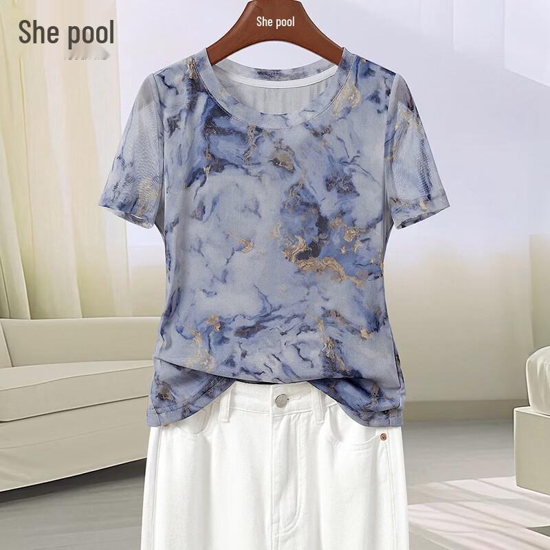 Shechi Chinese Ink Wash Print Short-Sleeved T-Shirt M