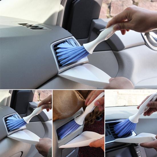 Car Vent Cleaning Brush with Dust Tray Soft Bristle Interior Detail Tool for Dashboard Air Conditioner Auto Detailing Brush