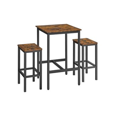 Bar Table with Bar Stool Set, Dining Table with 2 Chairs, Kitchen Table Small 60 X 60 X 90 Cm, Bar Chairs 30 X 40 X 65 Cm, for Dining Room