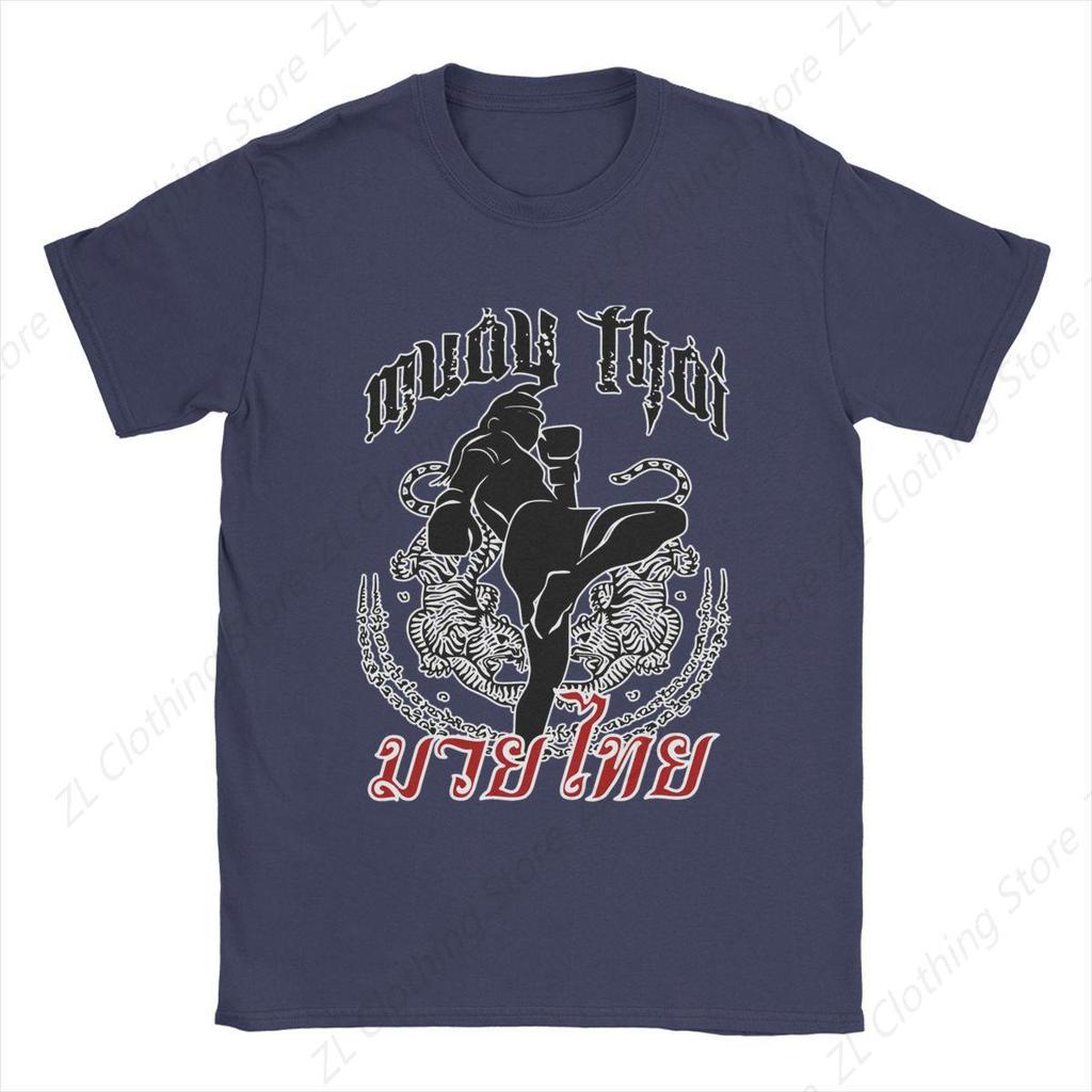 Muay Thai Tiger Jiu-jitsu T-Shirt Men Brazilian Boxing Fighter Vintage 100% Cotton Tees Short Sleeve T Shirts Plus Size Clothing