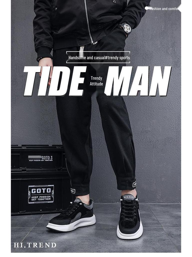 Herren Sommer Atmungsaktive Canvas Schuhe, Koreanischer Stil Vielseitige Sneaker, Dicke Sohle Trendige Sport-Board-Schuhe