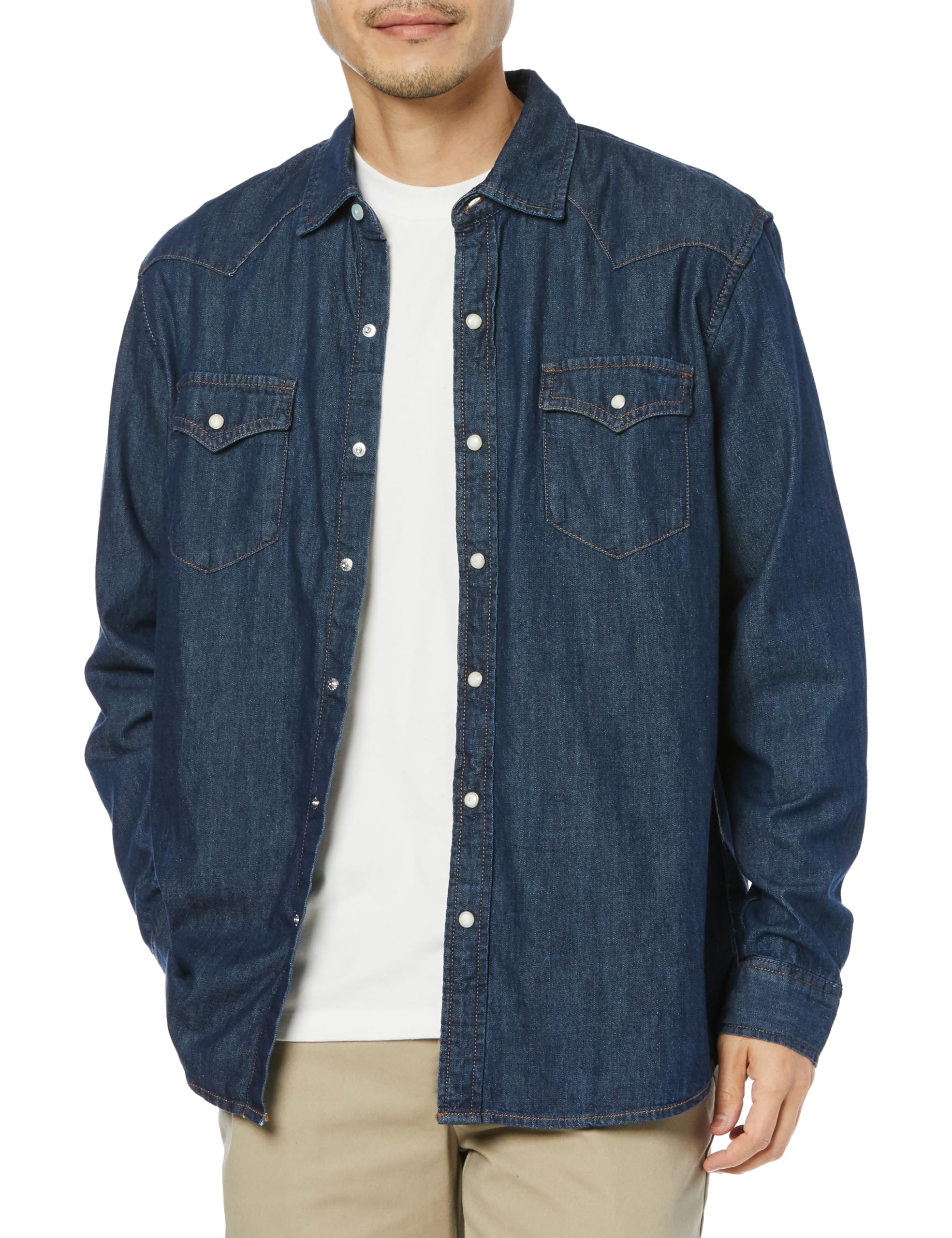 

Denim Shirt Regular Fit Long Sleeve Blue L [Amazon Essentials] Men s синій