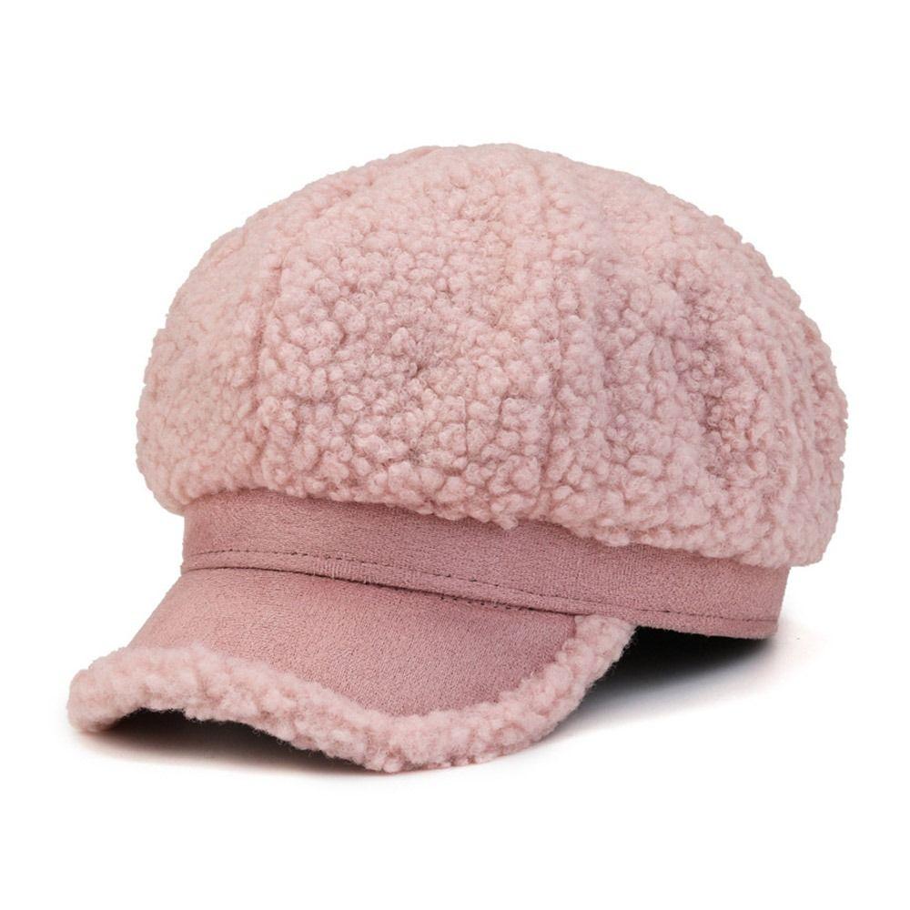 

Lady Outdoor Women Girls Wool Thicken Warm Winter Cap Beret Baseball Hat рожевий
