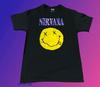 Neues Nirvana Smiley Gesicht Klassisch Rustikal Lila Grunge Herren Vintage T-Shirt