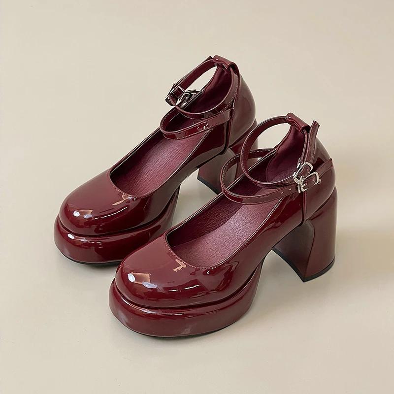 

Дизайнерские женские туфли-лодочки для ночного клуба, модные туфли с перекрестными ремешками и пряжками, новые весенне-осенние туфли для свадебной вечеринки 35 красный