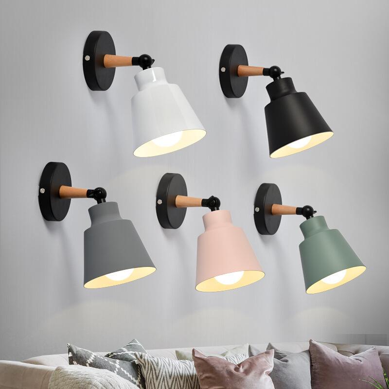 Nordische Massivholz-Wandleuchte - Schlafzimmer, Flur, Treppenlicht mit Steckschalter