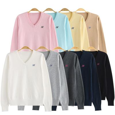 Original JK Sweater Set V-neck Pullover Class Suit Embroidery Long-sleeved Knitwear Autumn and Winter