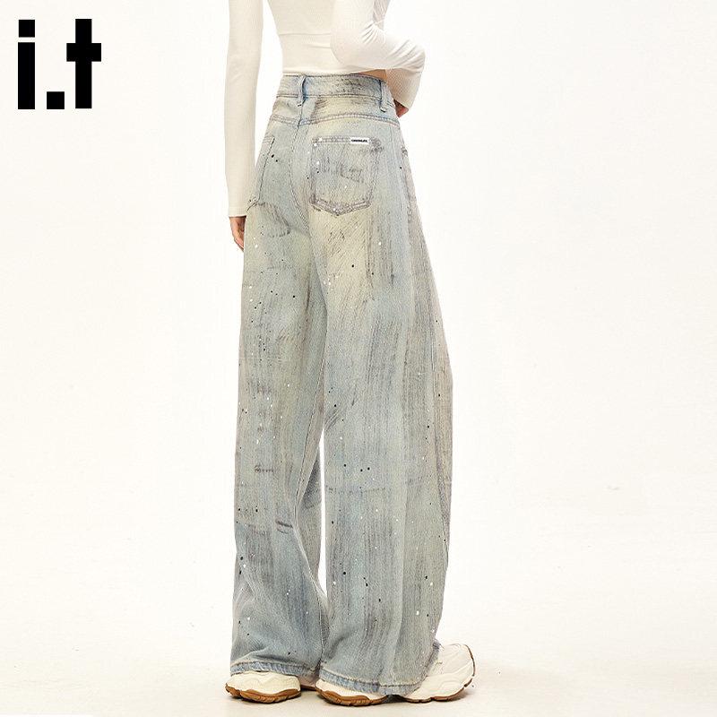 :CHOCOOLATEit Women s Retro Distressed Wide-Leg Jeans M