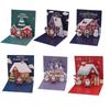 6Pcs/Set Blessing Folding Merry Christmas Cards Envelope Party Invitation Cards  Party Accessories