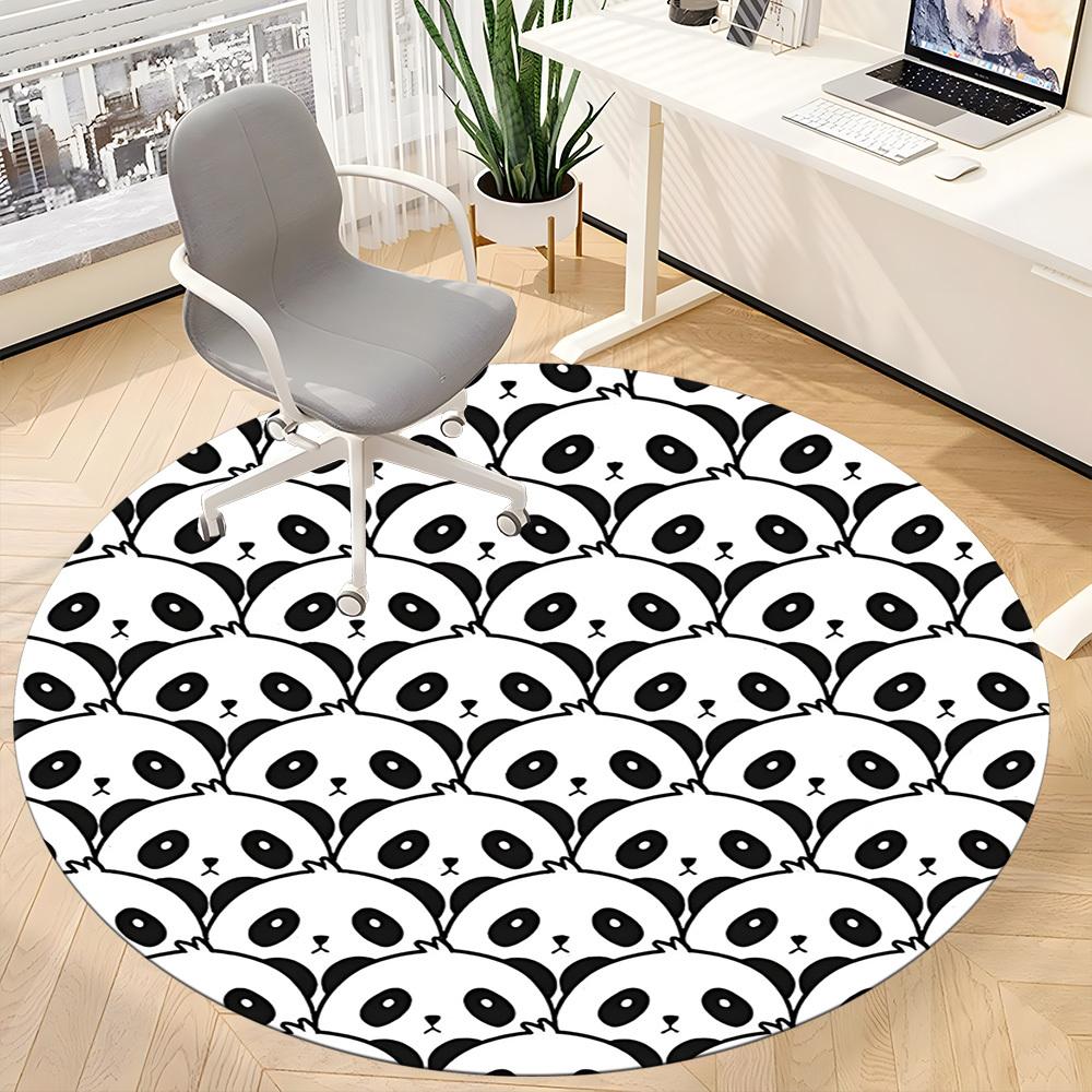 1pc Panda Pattern Office Round Area Rug, Indoor Mat Suitable For Office, Under Office Chairs Bedroom Living Room Home Decor, Room Deco