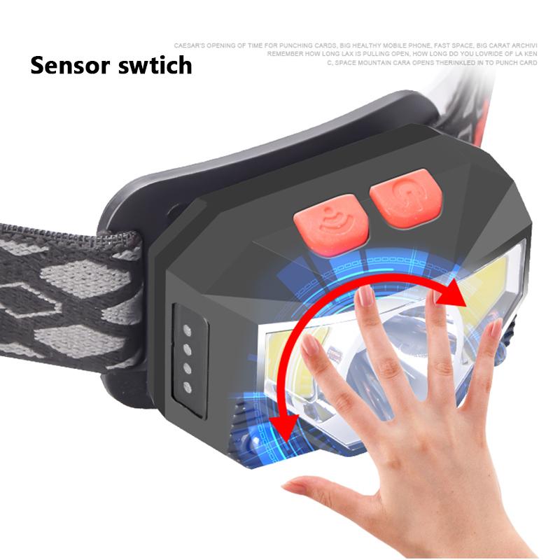 Led Headlamp Sensor XP-G Q5 Built In Battery Head Flashlight Lamp Headlight Bulbs Lights Running Waterproof White Red Color