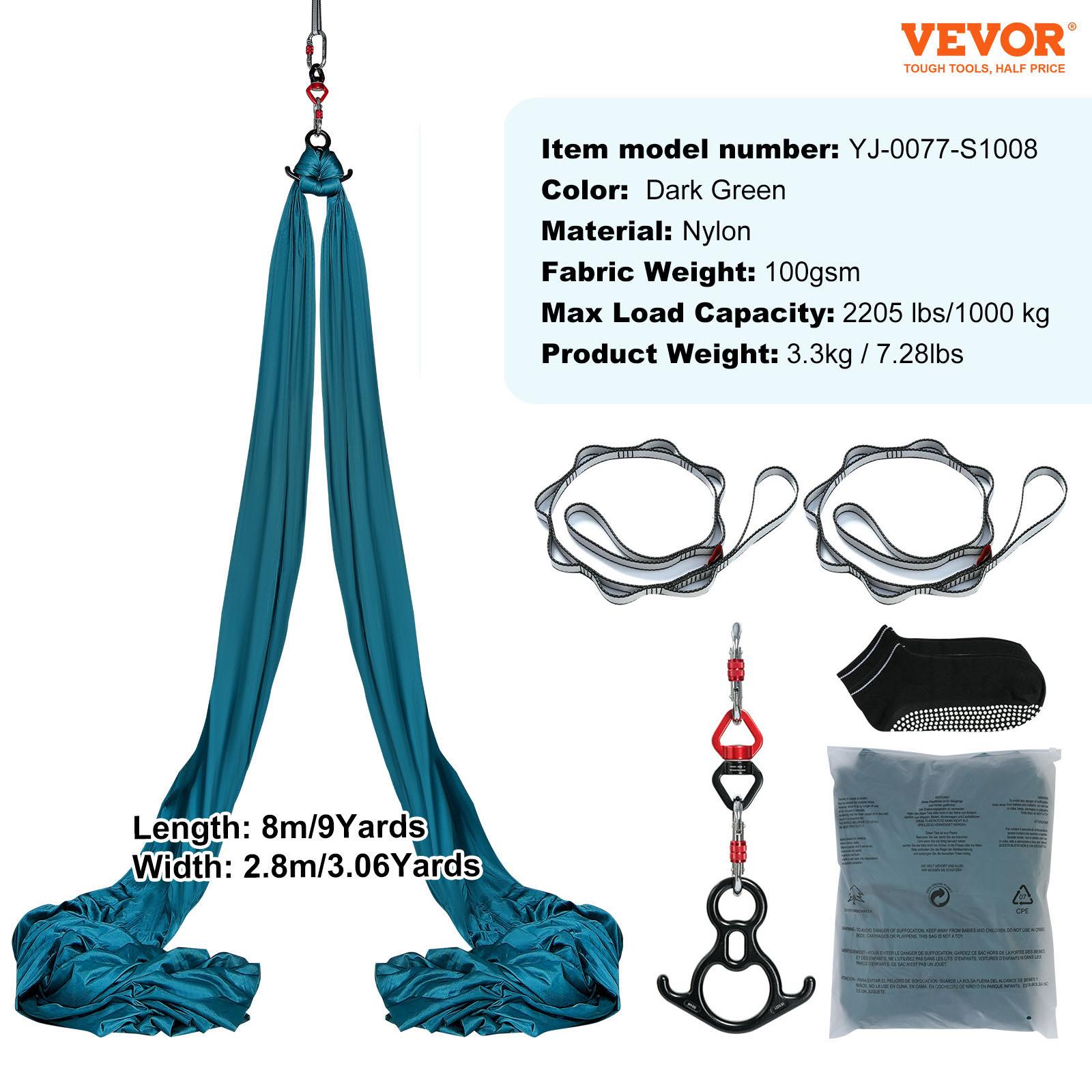 SucceBuy 8.7/11 Yards Aerial Yoga Hammock &Swing Yoga Starter Kit Aerial Silk Fabric Yoga Strap Accessory for All Levels Fitness