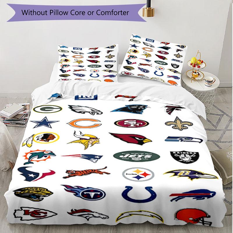 3-teiliges Bettbezug-Set (1 * Bettbezug + 2 * Kissenbezug, ohne Kern), NFL Print Weiches All-Season Bettwäscheset, Heim Schlafzimmer Dekor Geschenk