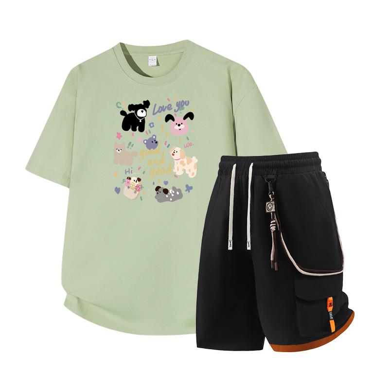 Herren Kurzarm Set Sommer Kurzarm Slim Fit Oberteil Herren Zweiteiliges Set