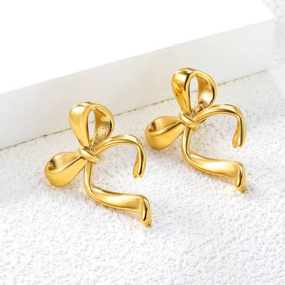Fashionable Bow-shaped Stud Earrings for Women, Made of Stainless Steel With Gold Plating, Premium Everyday Jewelry Accessory
