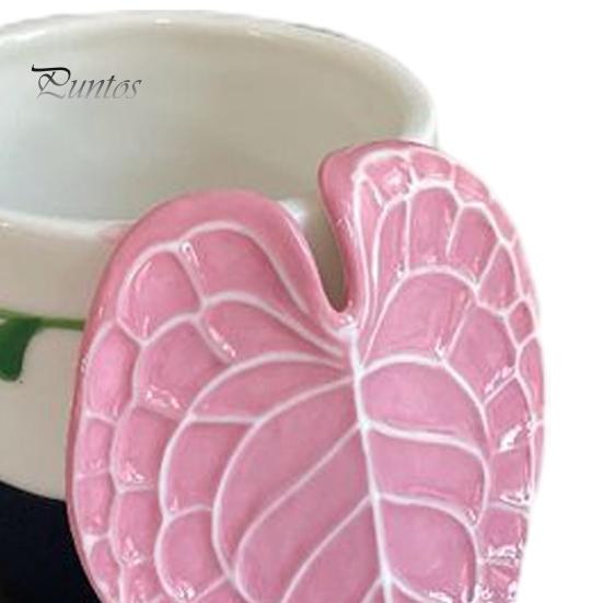 Tropical Leaf Handle Mug Ceramic Coffee with 3D Handle, 10oz Microwave Dishwasher Safe Tea Home Cup for Office, Creative Plant Lover Gift Birthday