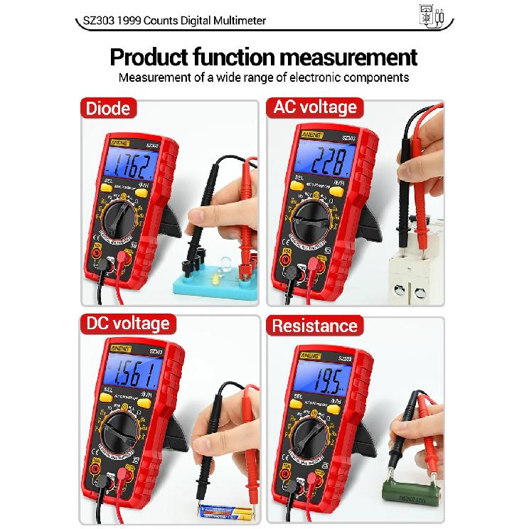 Smart Digital Multimeter ANENG SZ303 1999 Count Professional AC/DC Voltage Current Electrical Data Retention High Precision Tool