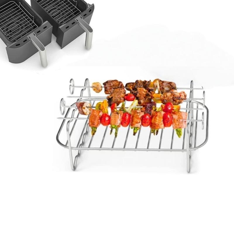 Stainless Steel Skewer Air Fry Rack For Meat Vegetables And Kebabs Portable Air Fryers Accessories for Cooking Roasting
