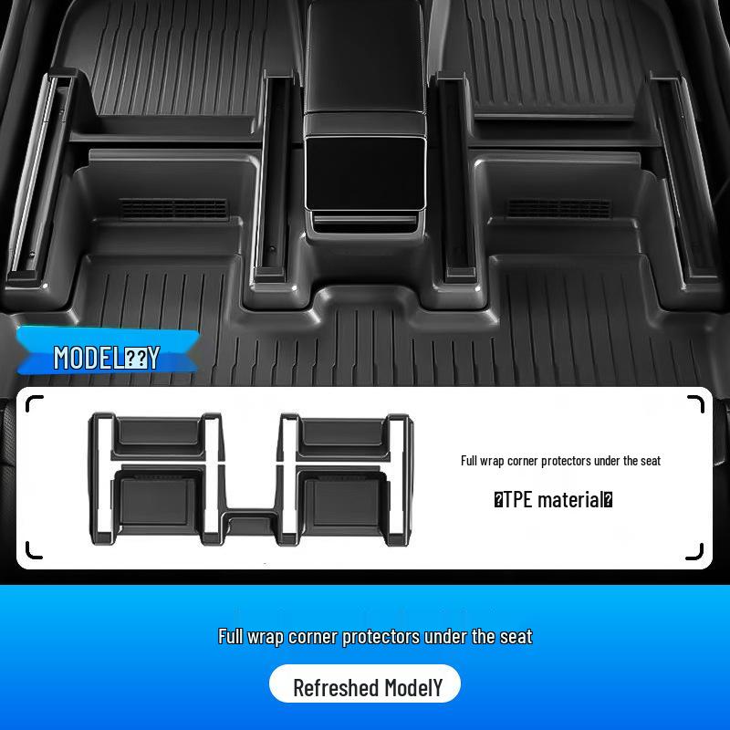 Tesla Model Y Trunk and Front TPE Mat Set - One-Piece Rear Tail Box Mat Accessory
