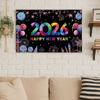 Black Gold 2026 New Year Backdrops Colorful Balloon Photo Background  Outdoor Party