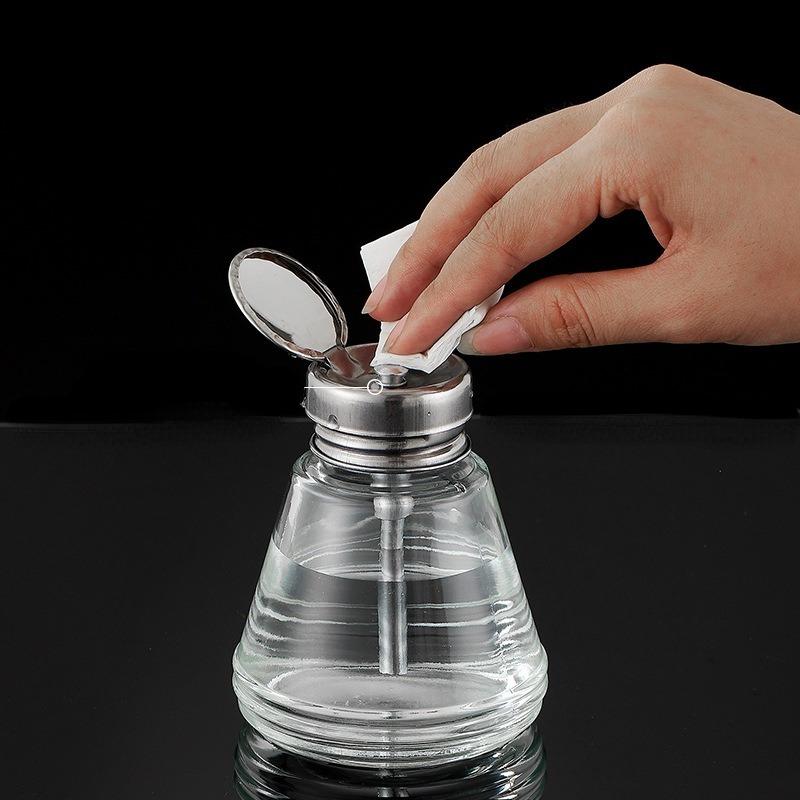 Glass Alcohol Bottle Press Type Alcohol Bottle Nail Art Tool Nail Washing Water Bottle Plate Washing Water Pressure Bottle