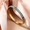 Geometrisches Emaille-Armband: Damen Europäischer & Amerikanischer Stil, 18 Karat Goldbeschichteter Titanstahl