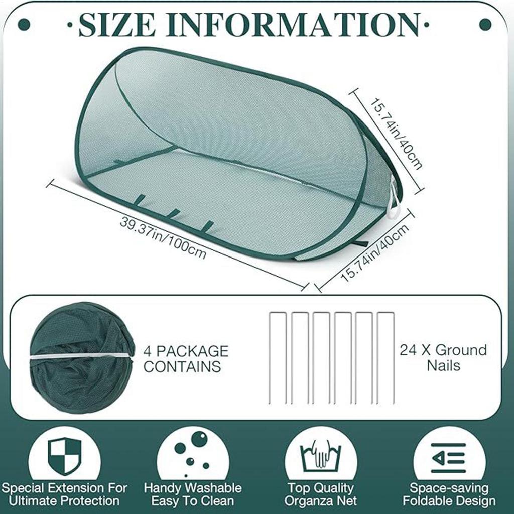 PopUp Garden Netting Plant Cover Protector with 6 Stakes Barrier Cage for Raised Bed Vegetable Fruit Flower Anti Animal Outdoor