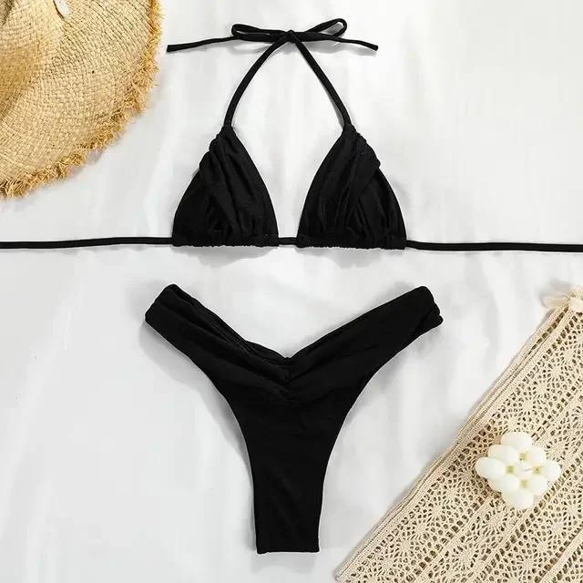 Bandage Bikinis Set Sexy Bikini Sets Solid Swimsuit Women Beachwear 2026 Summer Swimwear High Cut Bathing Suit Beach Biquinis
