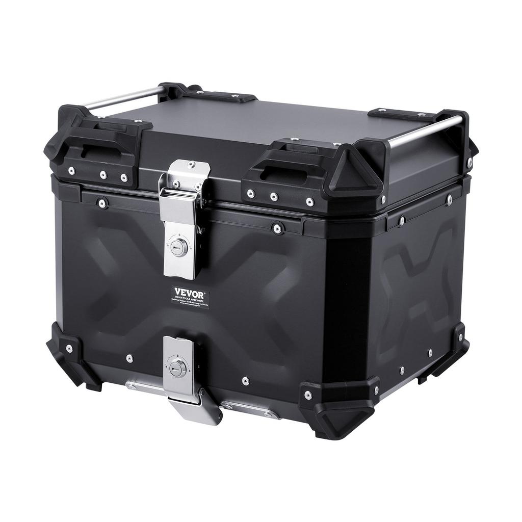 VEVOR Motorcycle Top Case, Universal Aluminum Alloy Motorbike Tail Box with Leather Lining