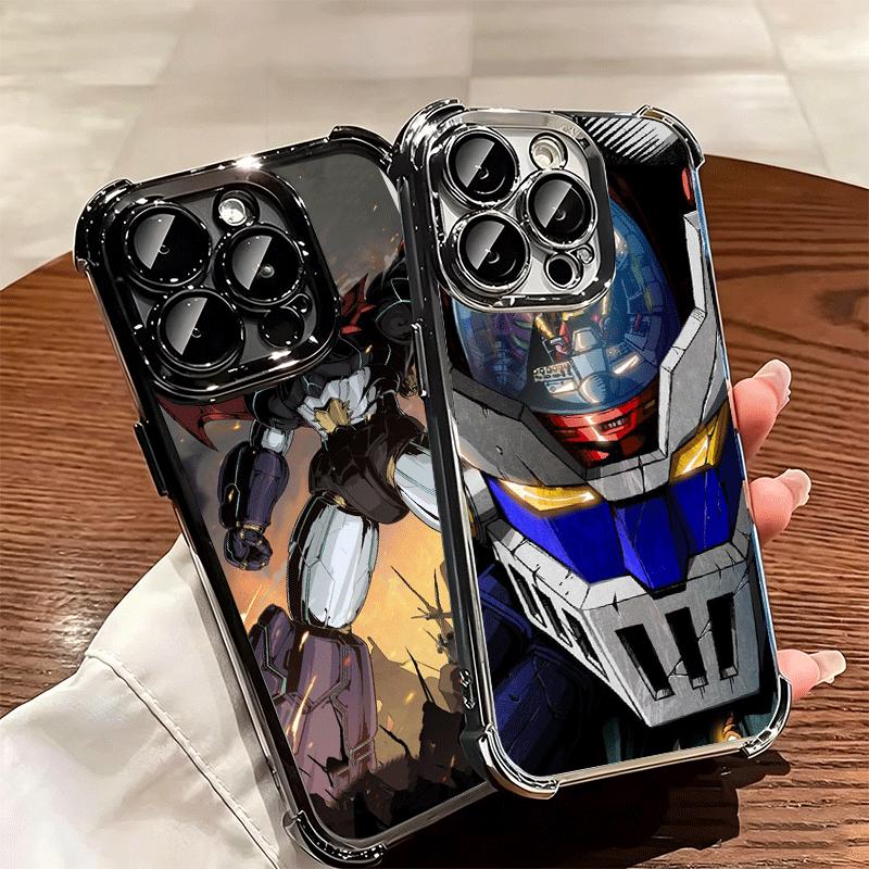 M-Mazinger Z Anime Plating Phone Case For Iphone 16 17 Pro Max Air 16E 14 15 Plus 12 13 Mini Anti-Fall Airabag Cover