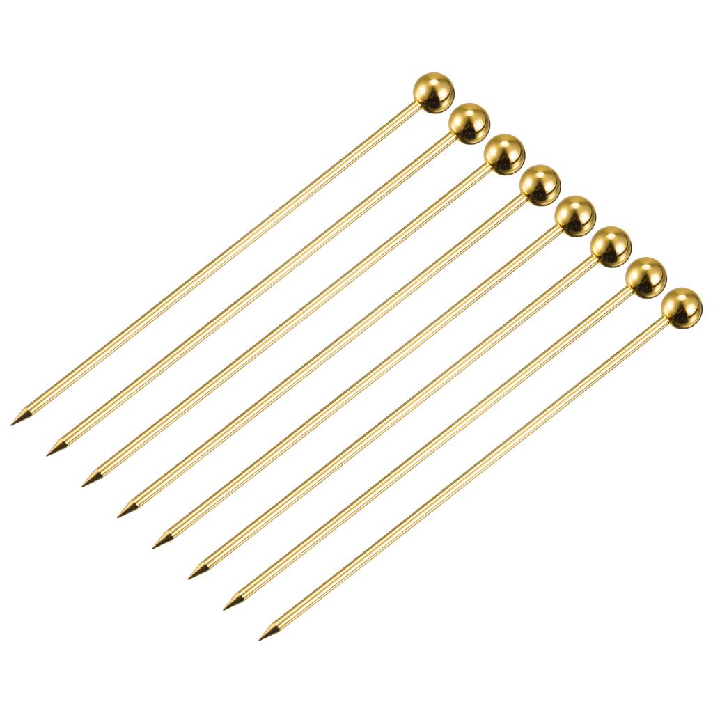 5/8pcs Metal Cocktail Picks Reusable Stainless Steel Cocktail Toothpick Ball Shape for Party Bar Drinks Appetizer Fruits 11cm