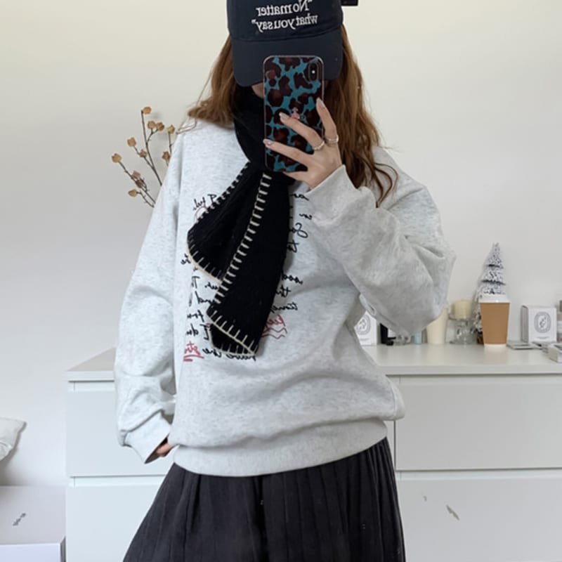 LOOKING4U Stitch Handmade Knit Muffler Black