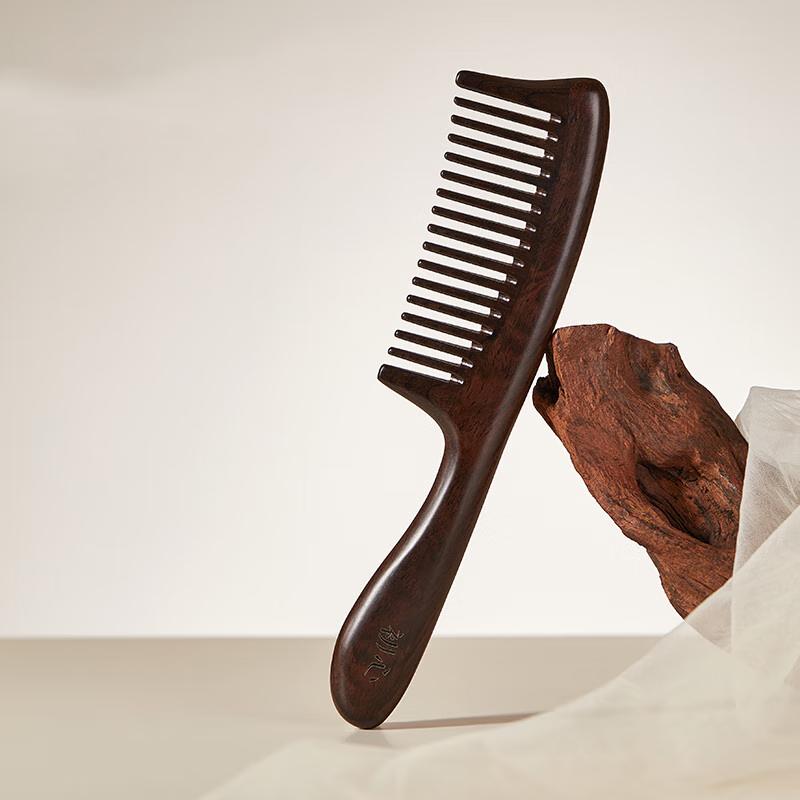 Pente de Cabelo de Ébano Natural de Dupla Face