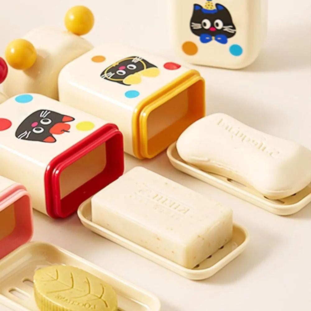 Creative Cute Cat Soap Box Cartoon Soap Container Multifunctional Travel Soap Dish Home Decor