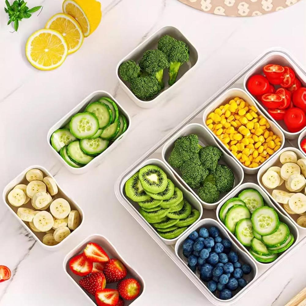 Snack Box Container Divided Serving Tray with Lid and Handle Snackle Box Container Snack Organizer for Fruit Vegetables