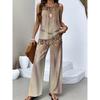 Women's Loose Fit Two Piece Outfit Sleeveless Tank Top High Waist Wide Leg Pants Set With 3D Abstract Print For Casual Summer Daily Wear