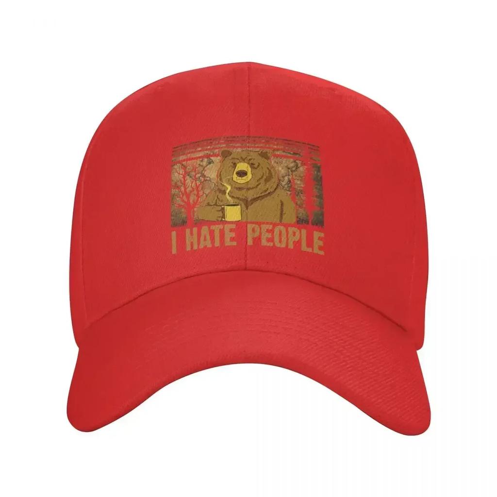 Fashion Camping Bear I Hate People Baseball Cap Women Men Custom Adjustable Unisex Dad Hat Spring Snapback Caps