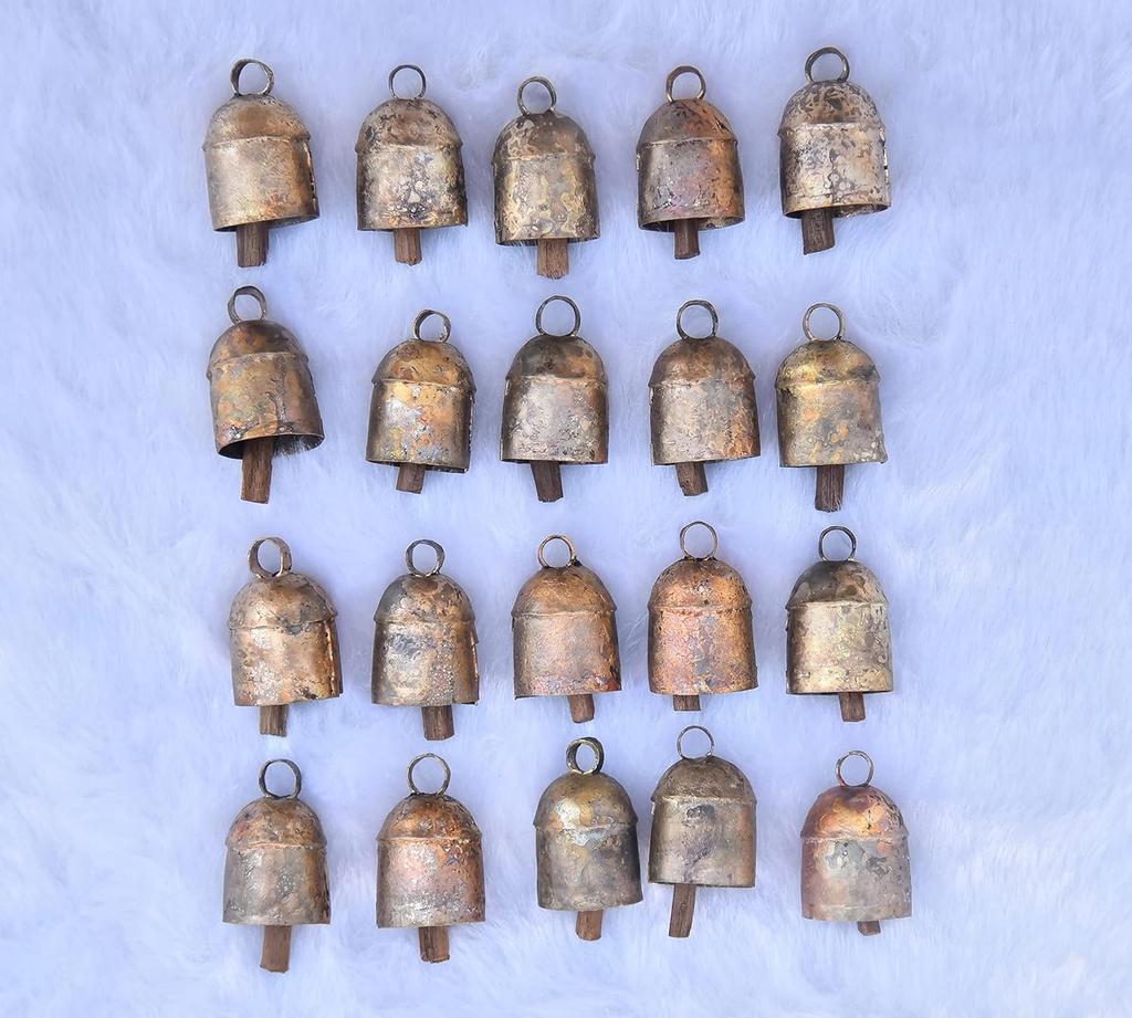 20 Pcs Rustic Gold Metal Bells 1.5 Inch For DIY Crafts, Christmas Ornaments, Farmhouse Decor, Vintage Garland, Wind Chimes, Witch Bells