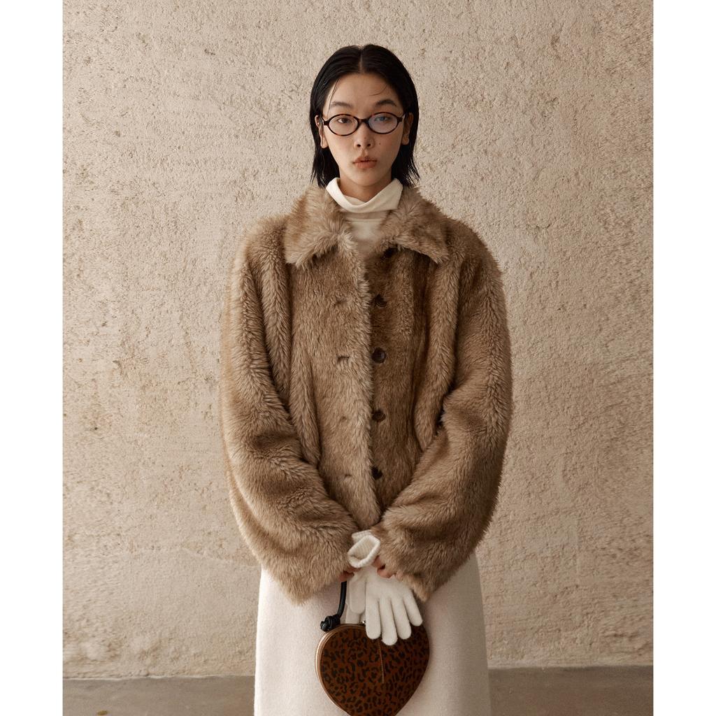 Lapel Imitation Fur Coat Women's Winter Fur All-in-one Thickened Top