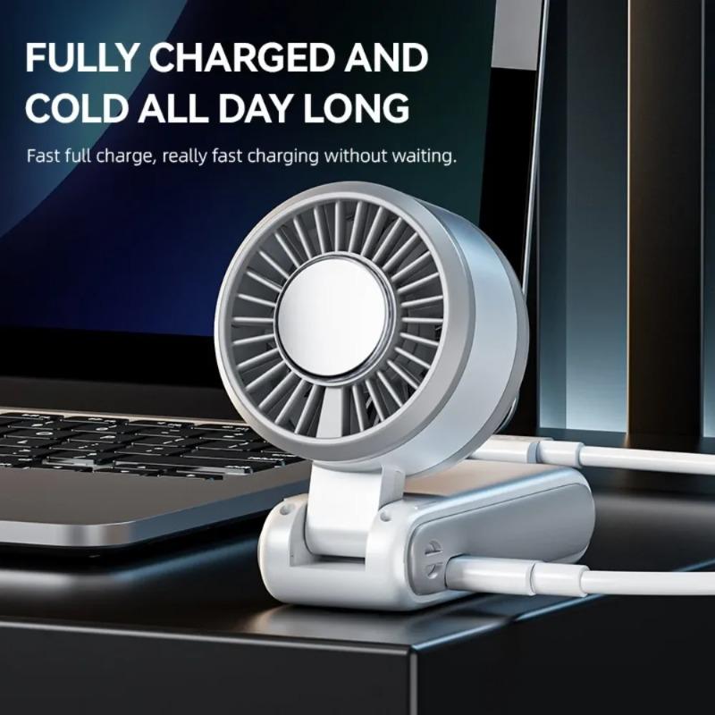 Handheld Cooling Fan with Semiconductor Cooling, Turbo Wind, Foldable 5-Speed, Portable for Outdoor/Office Neck Fan Rechargeable